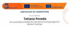 Проєкт Safe Learn Програми ЄС Erasmus+: успішне стажування доцента Тетяни ПОВЕДИ